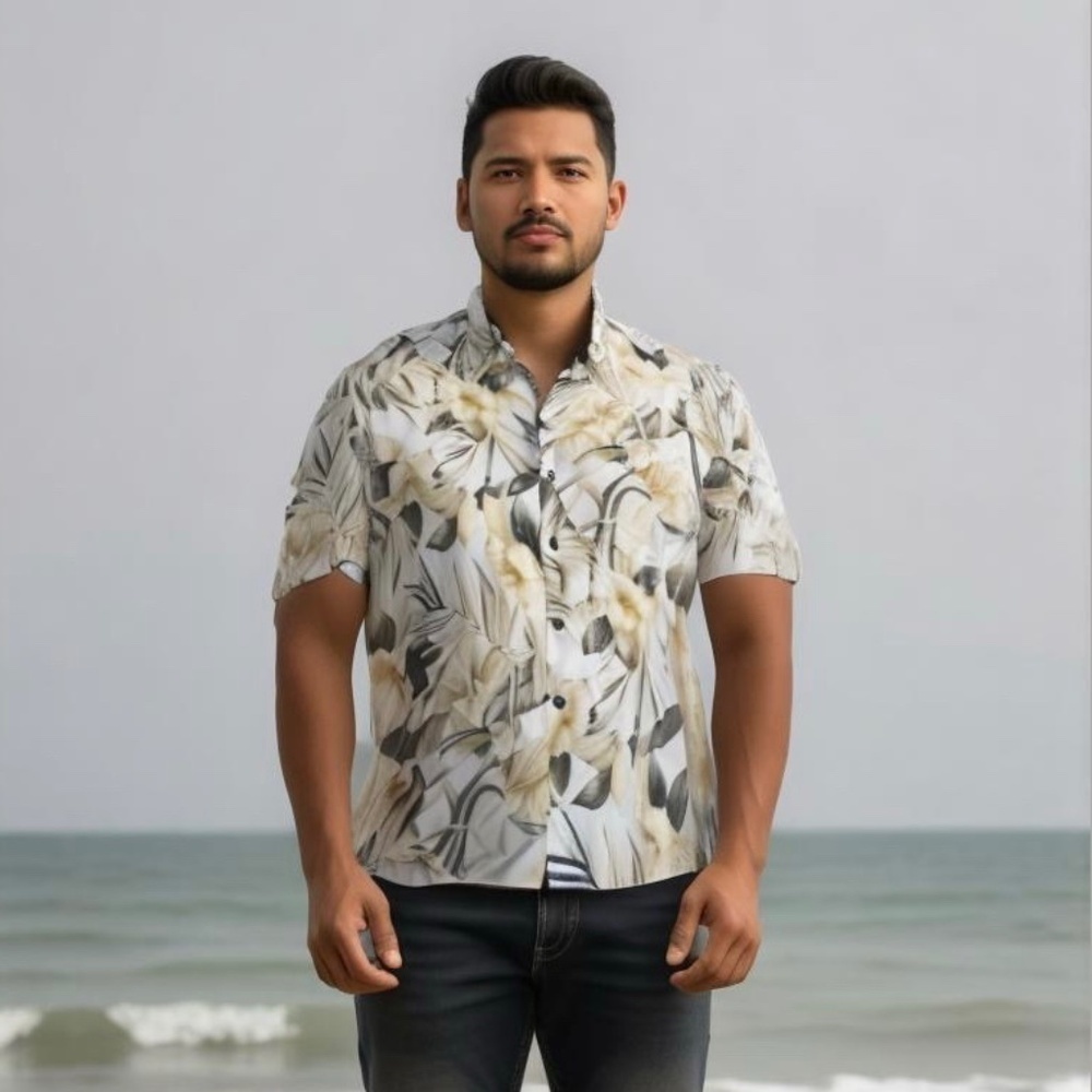 Straight Down Clothing Co. Hawaiian Floral Men's Casual Button Down Shirt‎ sz L